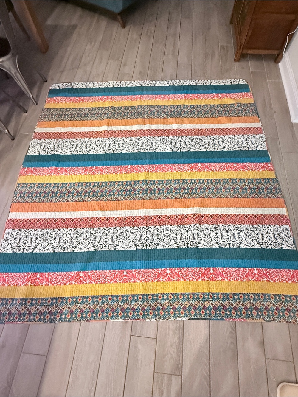 Lush Decor Boho Striped Multicolor Quilted Cotton Bedspread Queen